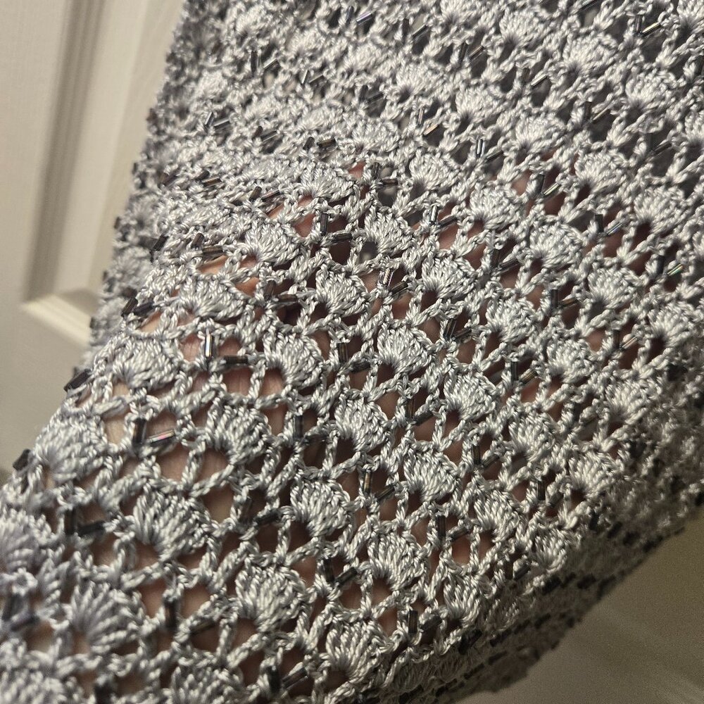 Vintage Laura Ashley Crochet Sleeveless Beaded Overlay Blouse Top (Small) NWOT - Picture 3 of 7